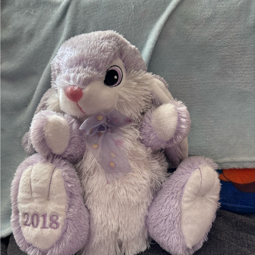Purple and White Plush Bunny Toy for Small Pets
